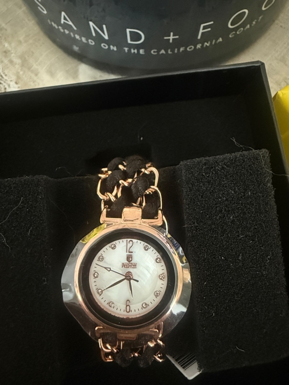 Invicta Rose Gold and Black Women's Chain-Style Bracelet Watch